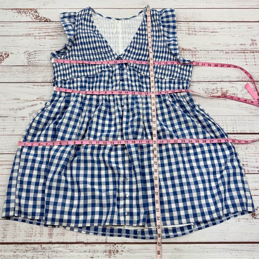 Anthropologie Size 1X Peregrine Blue & White Checkered Gingham Mini Dress - Picture 9 of 15